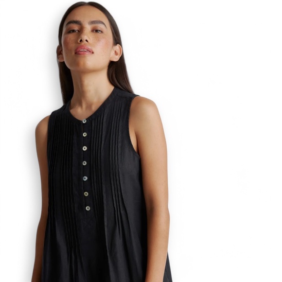 Quince 100% European Linen Black Sleeveless Swing Dress Women’s Medium Pockets - Picture 6 of 6